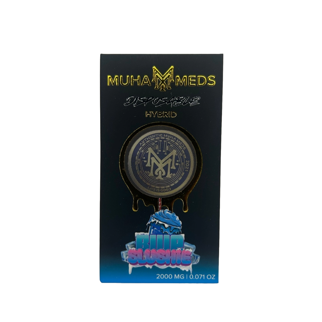 Muha Meds holographic packaging for 2g disposable vapes Flavor Blue Slushie Hybrid Strain