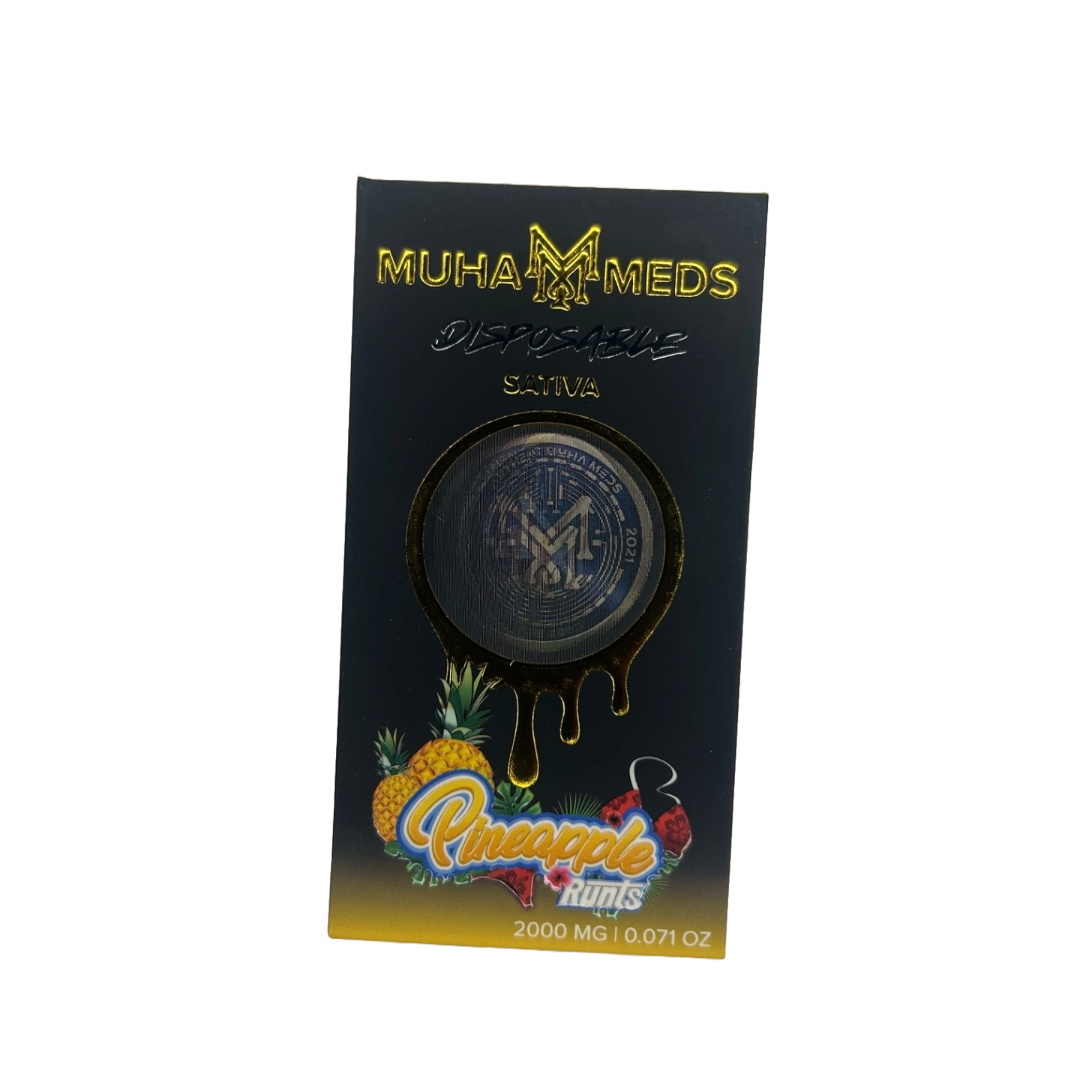 Muha Meds holographic packaging for 2g disposable vapes Flavor Pineapple Runtz Sativa Strain