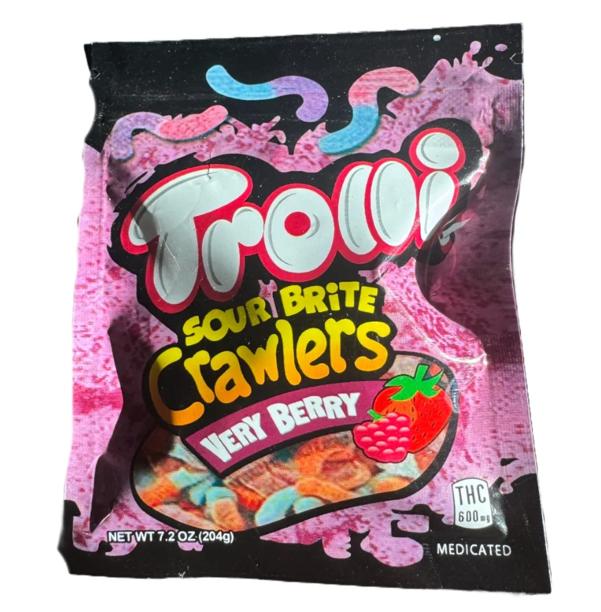 Colorful bag of sour bright crawlers very berry flavor 600mg