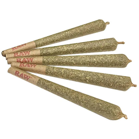 5 premium cannabis pre rolled joints for smoking cannabis made of premium indoor grown in a Raw King Sized Cone