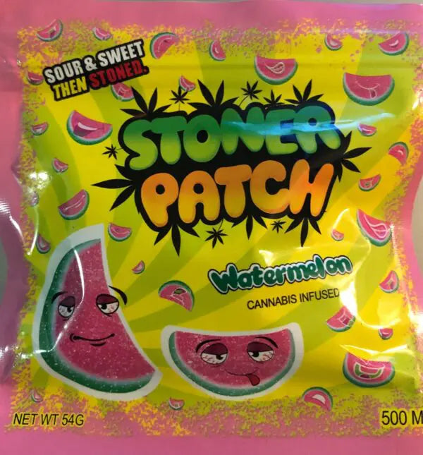 500mg gummies, classic watermelon flavor. 5 pieces per bag. 