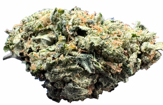 Dense indica buds with orange haird and dense green buds close to 30% THC. Indoor-grown