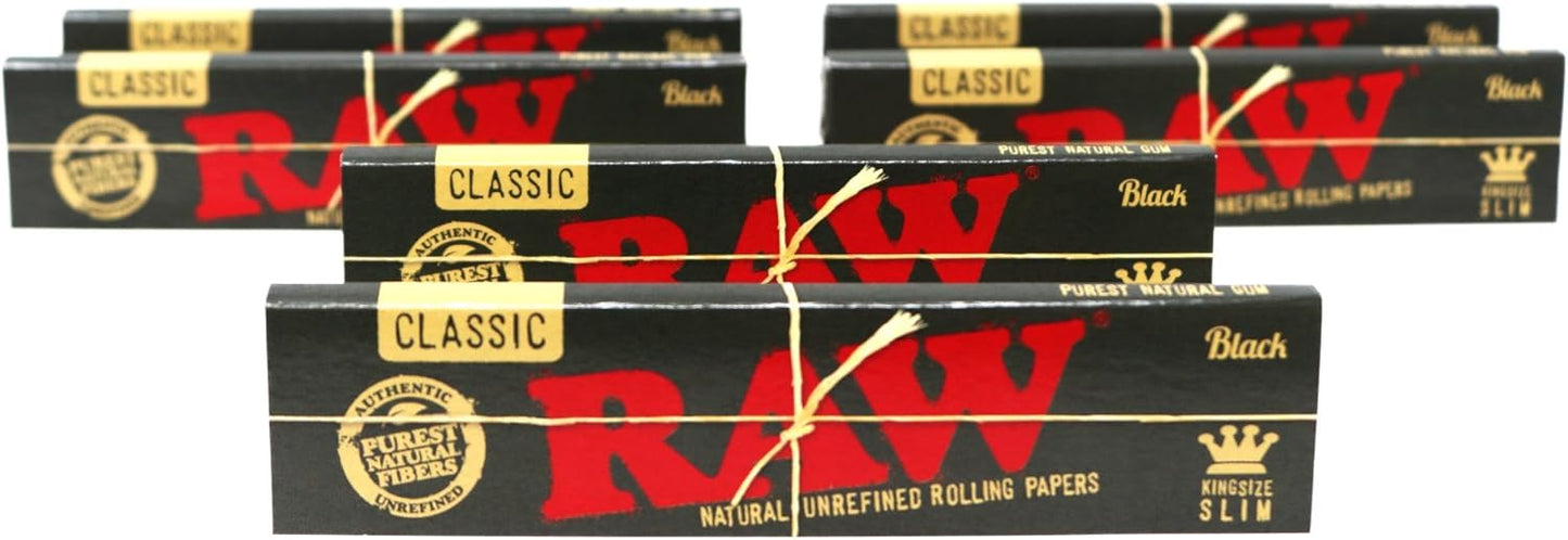 RAW Classic Black King Size Slim Natural Unrefined Ultra Thin 110mm Rolling Papers